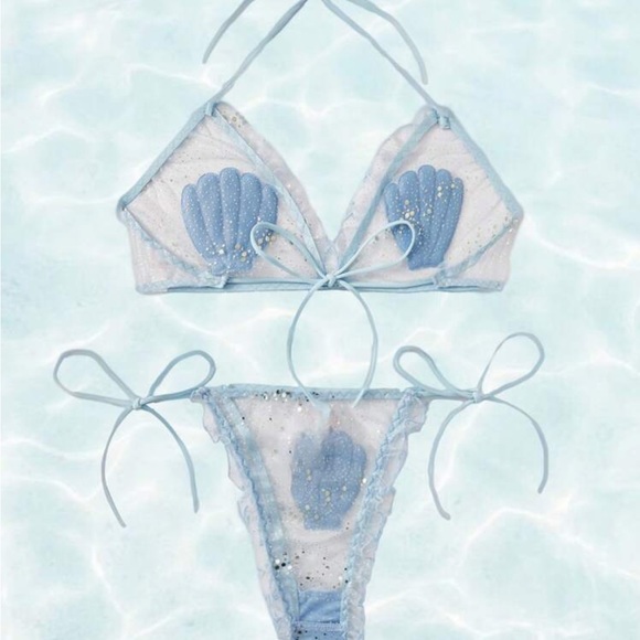 Seashell bra and panty lingerie set pole dance - Picture 2 of 6